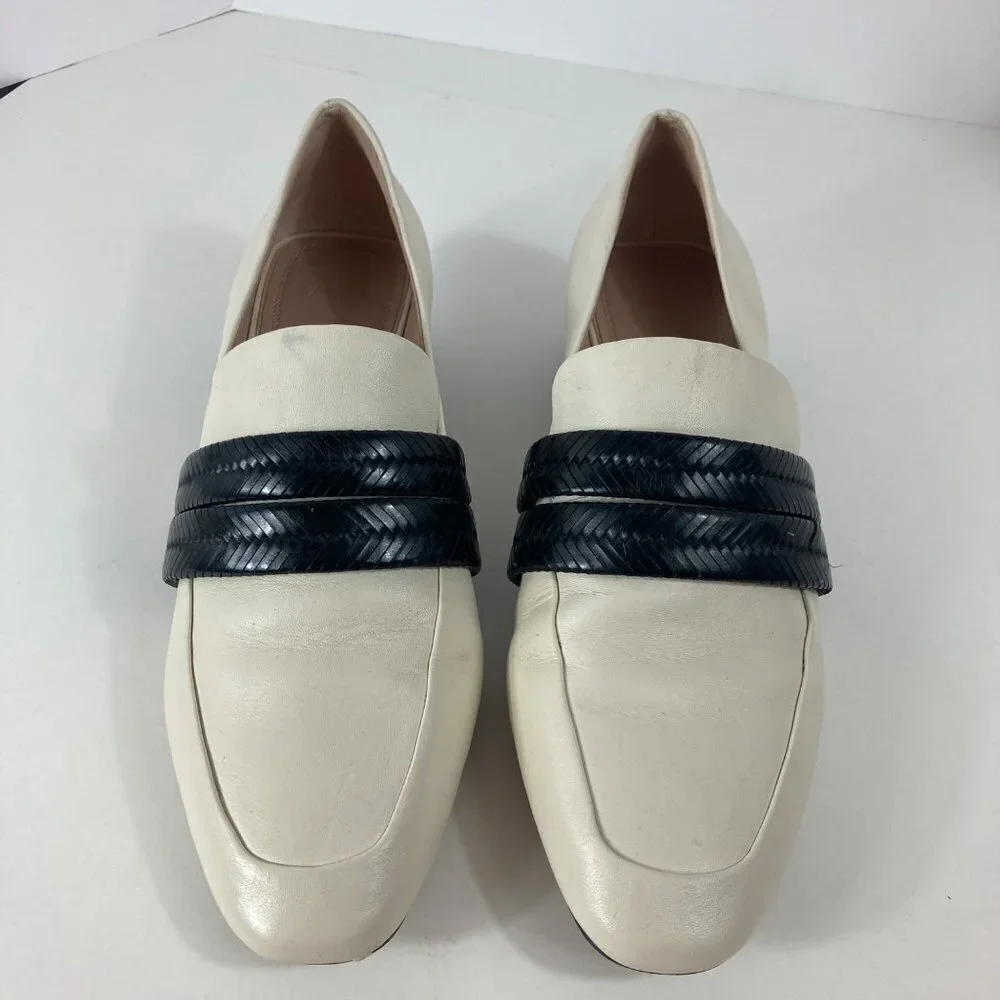 Womens AD & Daughters Cream Corya Braided Keeper Leather Loafers 8.5‎